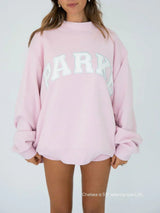 Varsity Sweatshirts and Hoodies – Soft Pink with White Letters | The Bellemont Sisters Australia