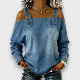 Elama – Off-Shoulder Denim Top – Blue | The Bellemont Sisters Australia