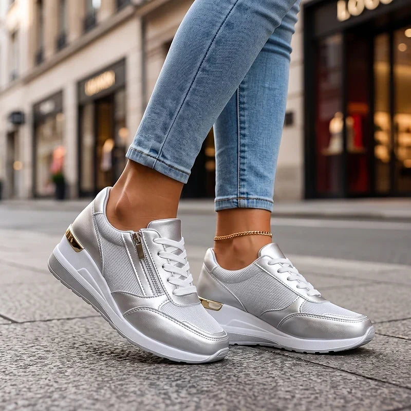 Bijou Wedge Sneakers – Silver | The Bellemont Sisters Australia