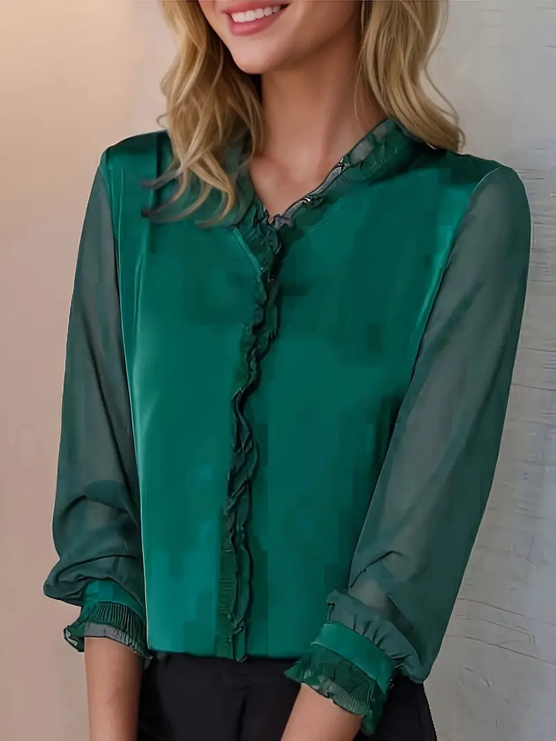 Brooklyn | Women Elegant Long Sleeve Ruffle Blouse | The Bellemont Sisters Australia