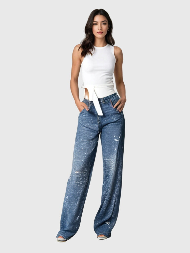 Kimberly | Women’s Sparkle Diamond Denim Pants | The Bellemont Sisters Australia