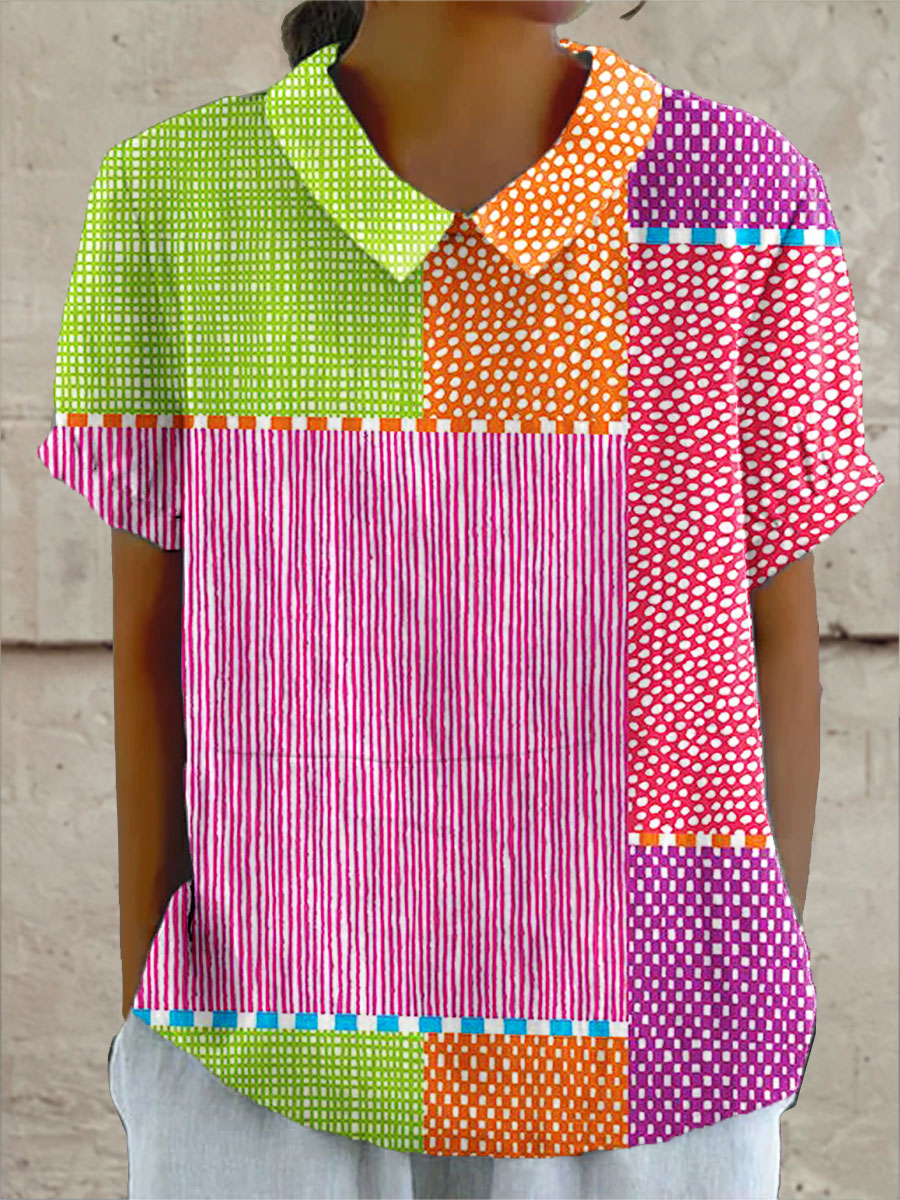 Zoe | Colorful Patchwork Shirt – Multicolor | The Bellemont Sisters Australia