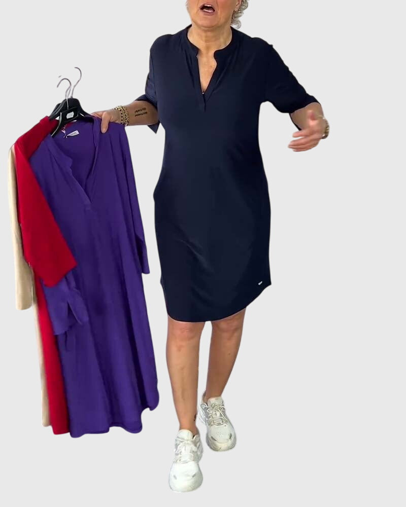 Katherine | Solid V-Neck Dress | The Bellemont Sisters Australia