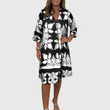 Daisy | Elegant Spring Dress – Black/White | The Bellemont Sisters Australia