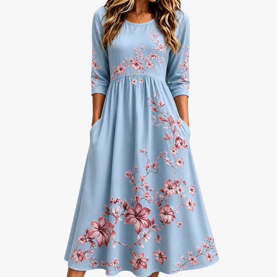 Sky Blossom Weekend Midi Dress | The Bellemont Sisters Australia