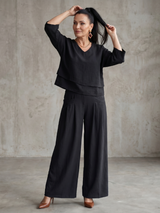 River | Layered Top Wide Leg Set – Black | The Bellemont Sisters Australia