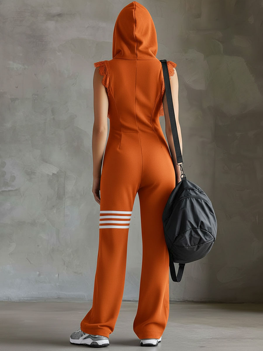 Giada - Retro Sports Jumpsuit with Hood and Stripes | The Bellemont Sisters Australia