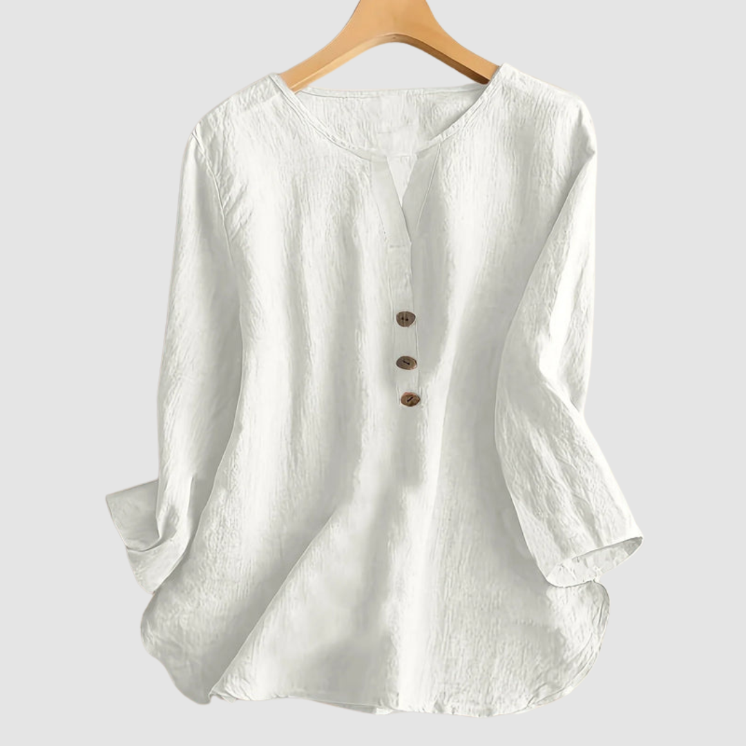 Melisa™ Casual Cotton & Linen Blouse – Beige | The Bellemont Sisters Australia