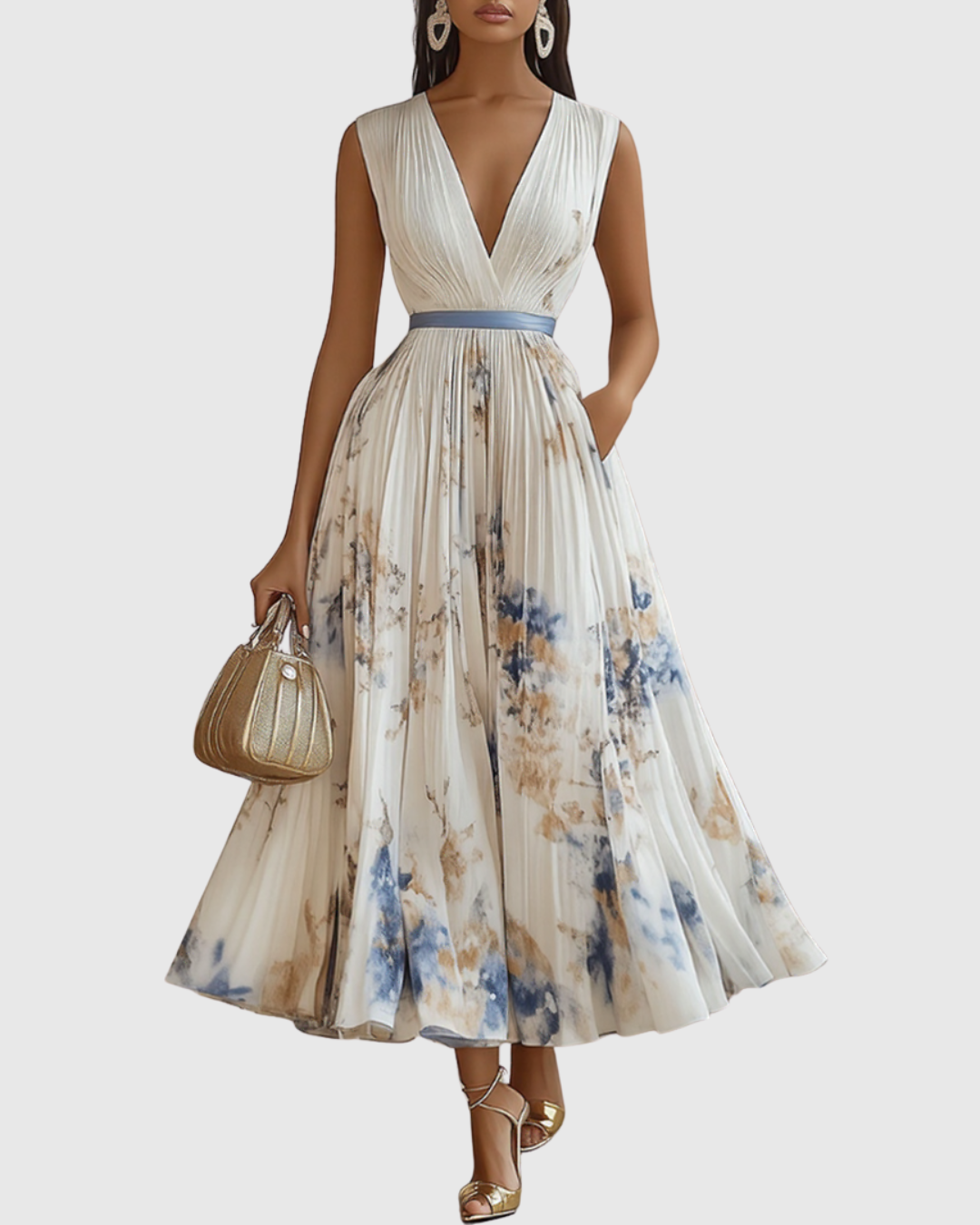 Rowella | Elegant Pleated Maxi Dress – White | The Bellemont Sisters Australia