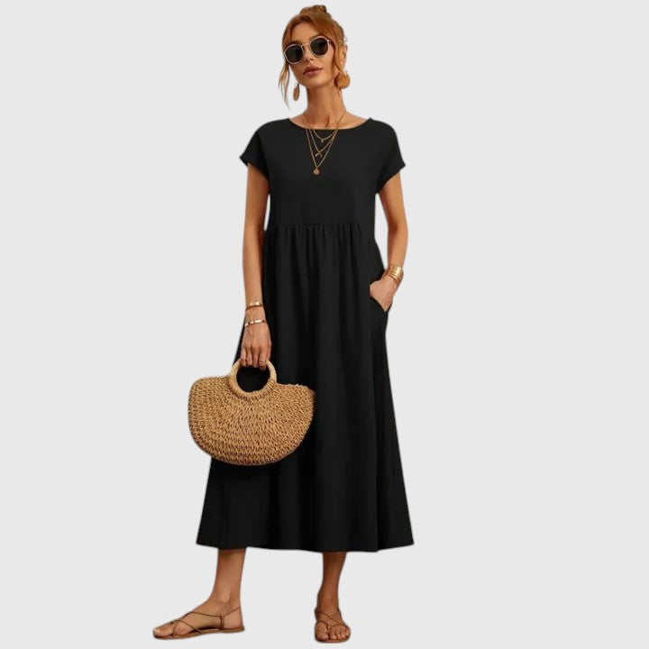 Fenella | Comfortable Midi Dress – Black | The Bellemont Sisters Australia