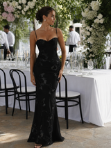 Danica | Spaghetti Strap Corset Bodice Maxi Dress – Black | The Bellemont Sisters Australia
