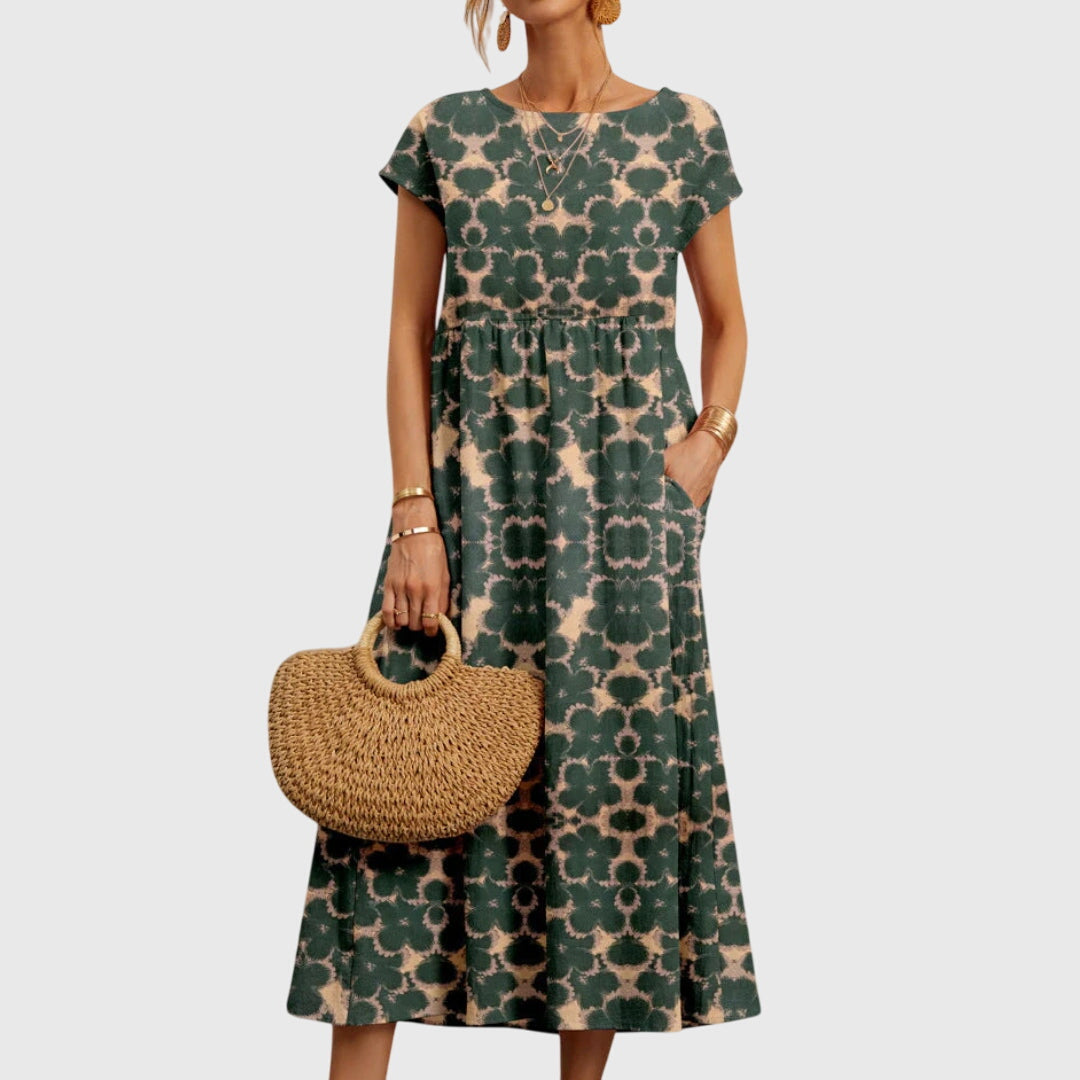 Valencia | Chic Floral Dress – Green | The Bellemont Sisters Australia
