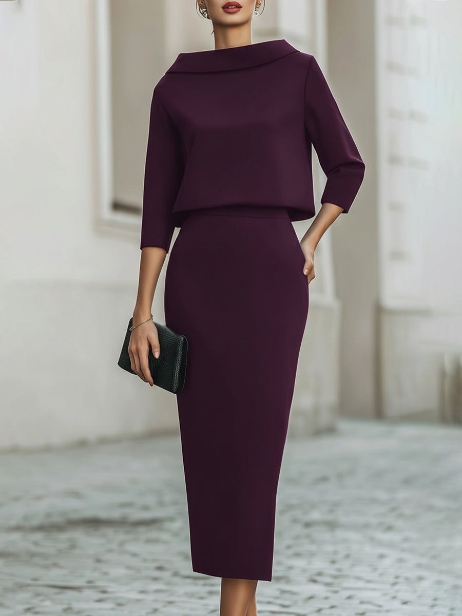 Brooks | Set with Boat Neckline – Purple | The Bellemont Sisters Australia