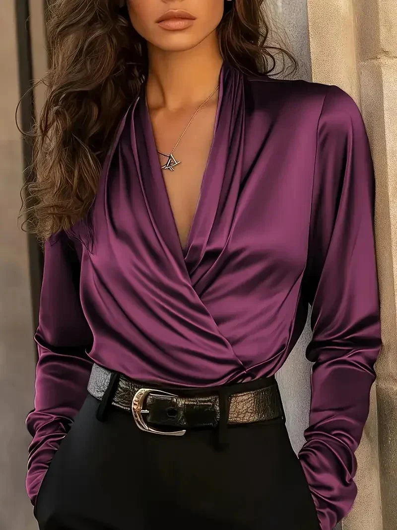 Rosalynn™ Elegant V-Neck Top – Purple | The Bellemont Sisters Australia