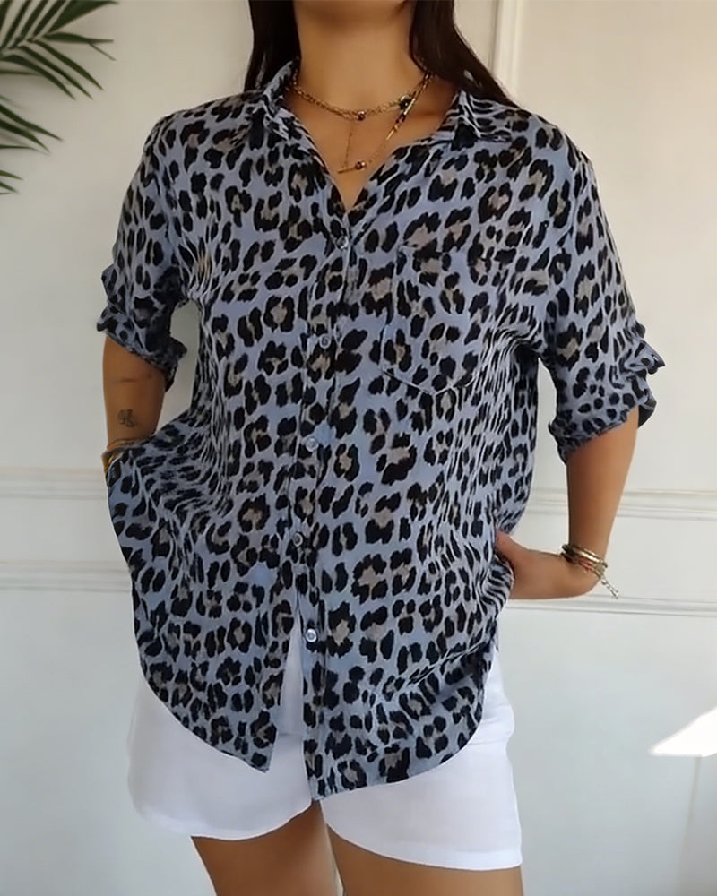 Susan | Fashion Blouses with Leopard Print – Blue | The Bellemont Sisters Australia