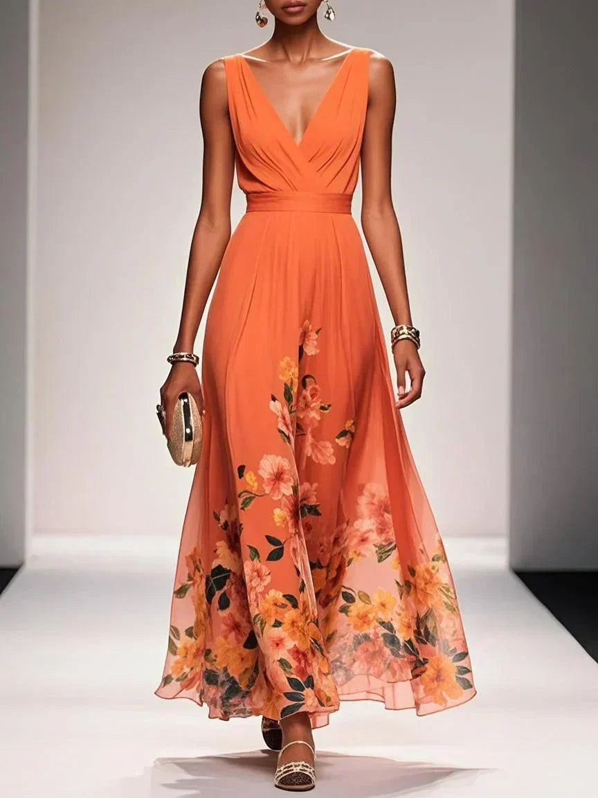 Isabella | Women's Floral Print Wedding Guest Dress – Orange | The Bellemont Sisters Australia