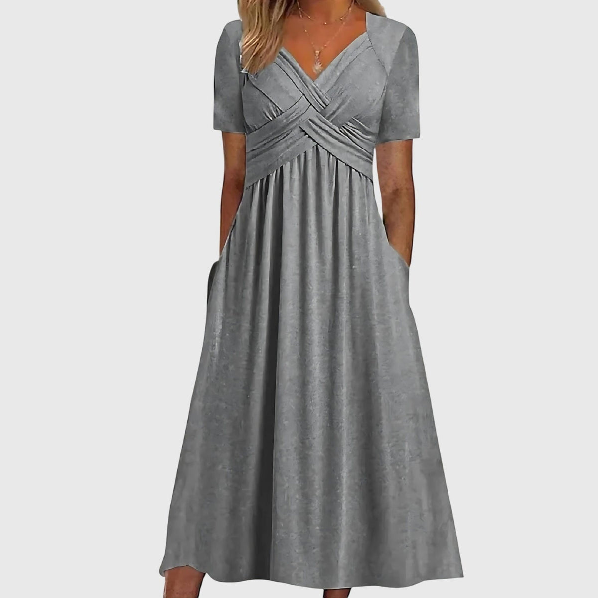 Viola | Midi Dress With Tummy Control – Gray | The Bellemont Sisters Australia
