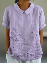 Lily | Floral Embroidered Shirt – Purple | The Bellemont Sisters Australia