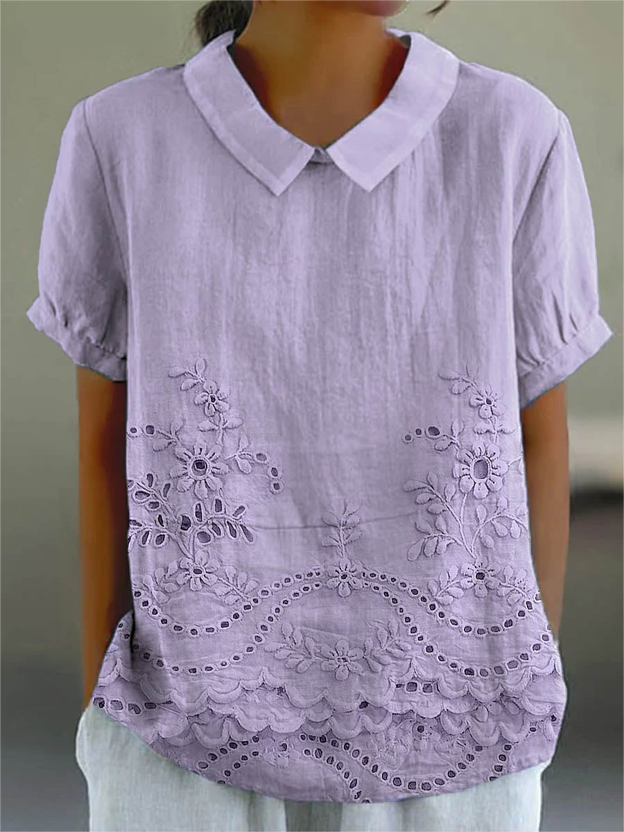 Lily | Floral Embroidered Shirt – Purple | The Bellemont Sisters Australia