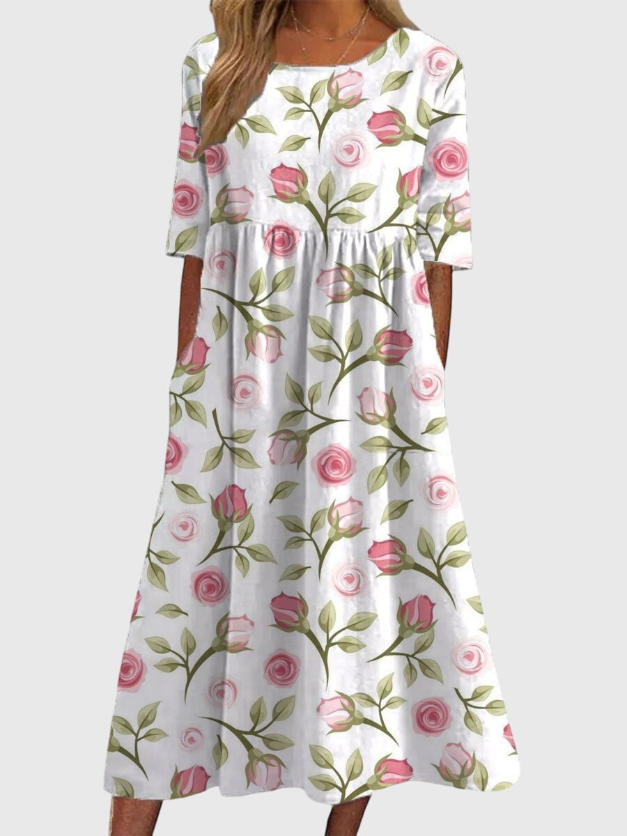 Djala | Flattering Dress – White Pink | The Bellemont Sisters Australia