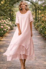 Aria - Fluid Tiered Maxi Dress – Pink | The Bellemont Sisters Australia