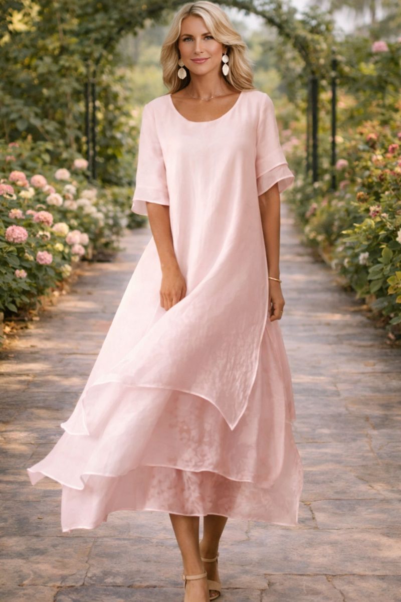 Aria - Fluid Tiered Maxi Dress – Pink | The Bellemont Sisters Australia