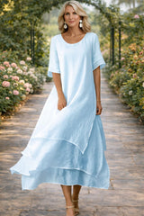 Aria - Fluid Tiered Maxi Dress – Blue | The Bellemont Sisters Australia