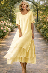 Aria - Fluid Tiered Maxi Dress – Yellow | The Bellemont Sisters Australia