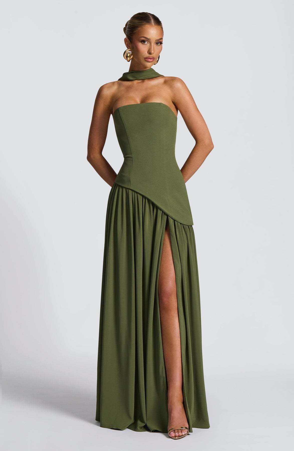 Valentina - Backless Split Dress – Army Green | The Bellemont Sisters Australia