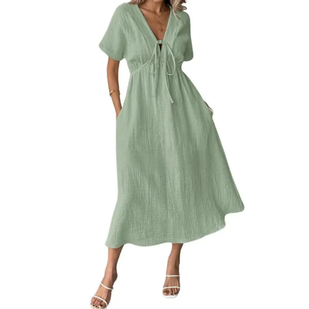 BREEANNE™ – Relaxed V-Neck Maxi Dress – Army Green | The Bellemont Sisters Australia