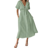 BREEANNE™ – Relaxed V-Neck Maxi Dress – Army Green | The Bellemont Sisters Australia