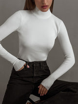 Maisie | Women’s Spring Comfortable Mock Neck Top – White | The Bellemont Sisters Australia