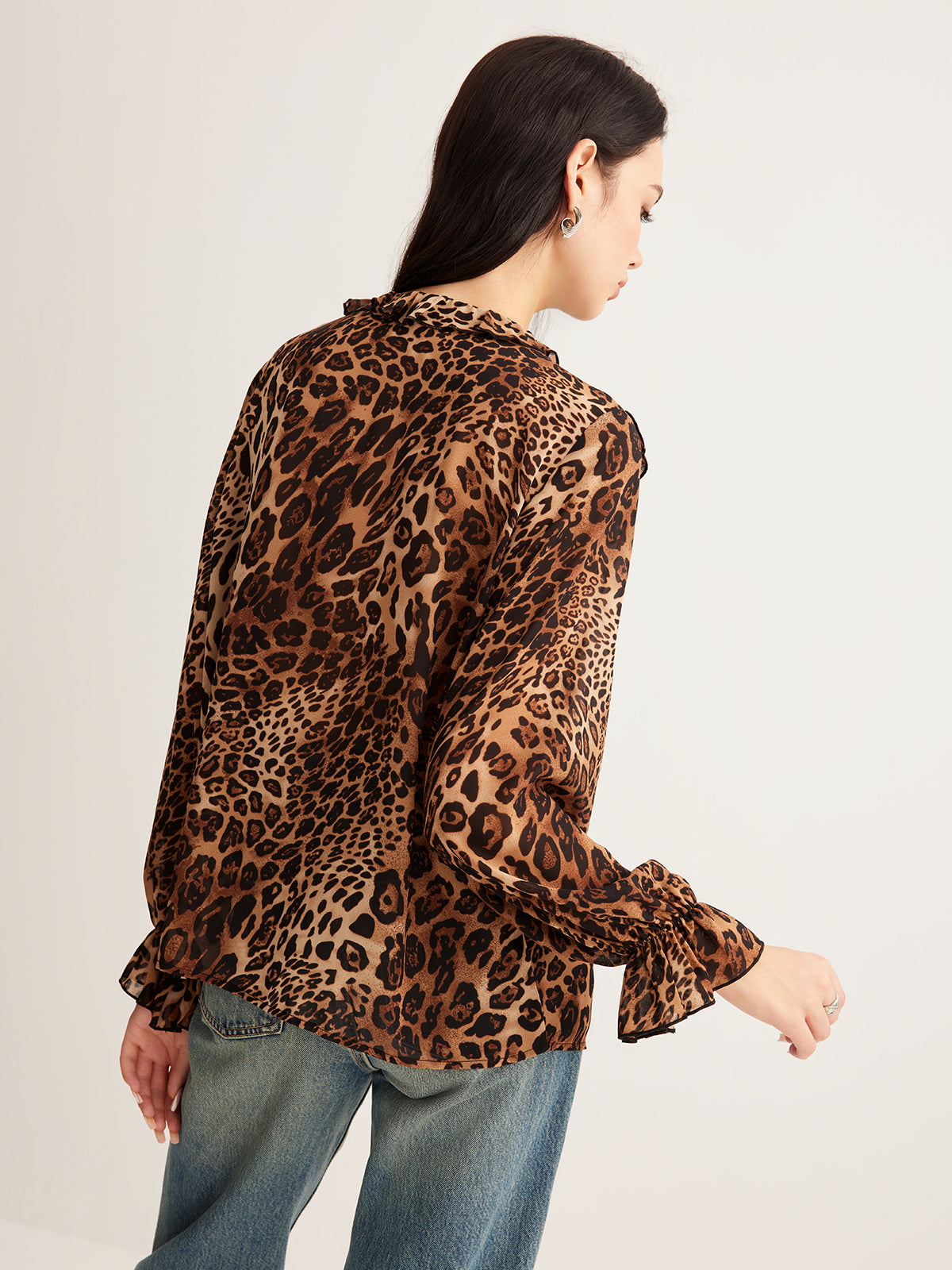 Dakota | Women’s Summer Leopard Ruffle Neck Blouse | The Bellemont Sisters Australia