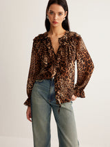 Dakota | Women’s Summer Leopard Ruffle Neck Blouse | The Bellemont Sisters Australia