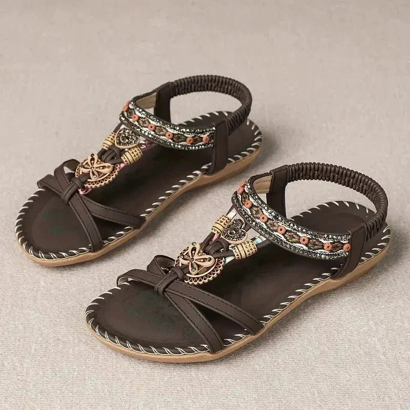 Nalu | Boho Flat Sandals – Black | The Bellemont Sisters Australia