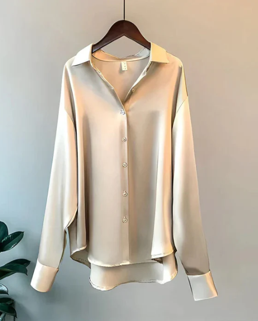 Lauren | Women Classic Button Down Elegant Blouse – Beige | The Bellemont Sisters Australia