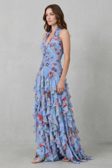 Belladina – Romantic rose cascade – Halter maxi dress | The Bellemont Sisters Australia