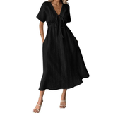 BREEANNE™ – Relaxed V-Neck Maxi Dress – Black | The Bellemont Sisters Australia