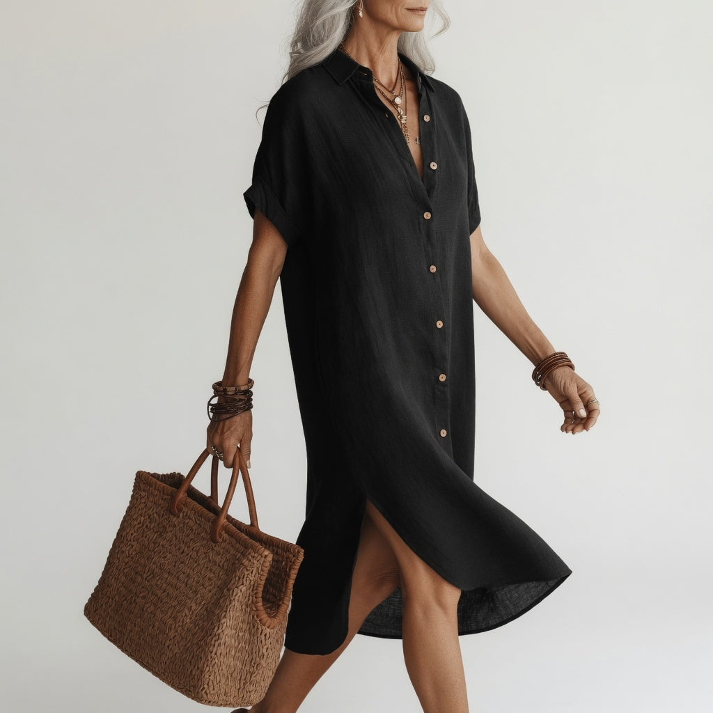 Genevieve - Premium Midi Shirt Dress – Black | The Bellemont Sisters Australia