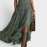 Bonnie | Effortless Bohemian Green Flow Maxi Dress | The Bellemont Sisters Australia