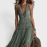 Bonnie | Effortless Bohemian Green Flow Maxi Dress | The Bellemont Sisters Australia