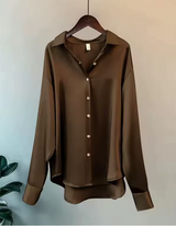 Lauren | Women Classic Button Down Elegant Blouse – Brown | The Bellemont Sisters Australia
