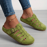 Nathalie | Comfort Slip-On Mule Sandals – Green | The Bellemont Sisters Australia