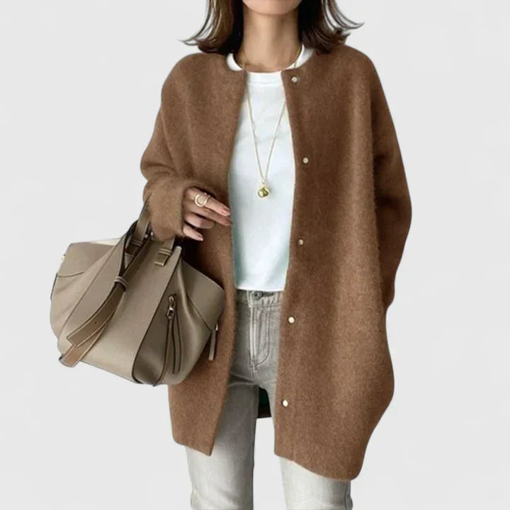 Samarielis | Elegant Cardigan – Brown | The Bellemont Sisters Australia