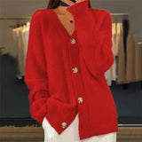 Aaliyah | Button Front V-Neck Cardigan with Diamond Knit Detail, Everyday Layer | The Bellemont Sisters Australia