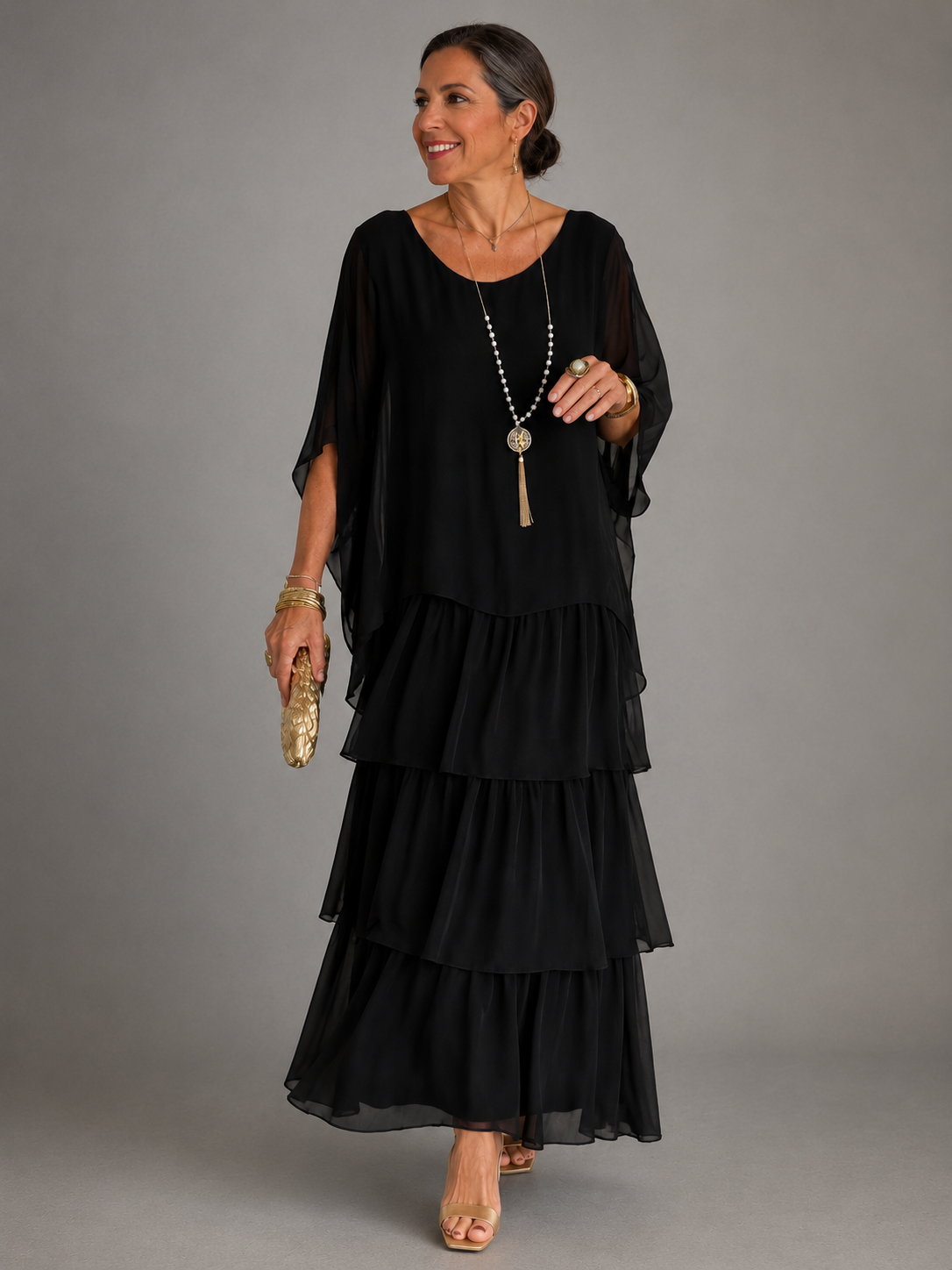 Lara™ | Elegant Flowing Maxi Dress – Black | The Bellemont Sisters Australia