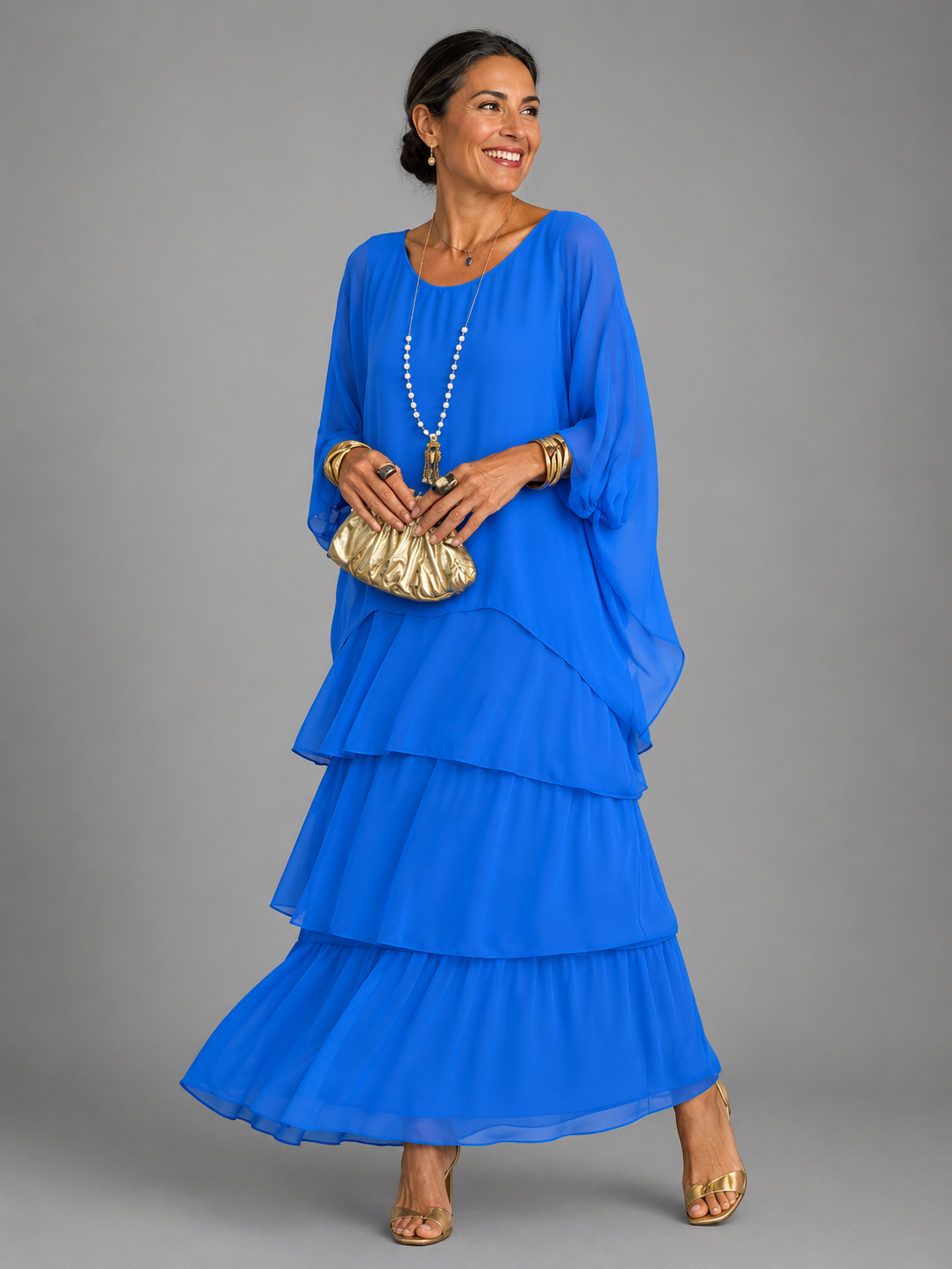 Lara™ | Elegant Flowing Maxi Dress – Blue | The Bellemont Sisters Australia