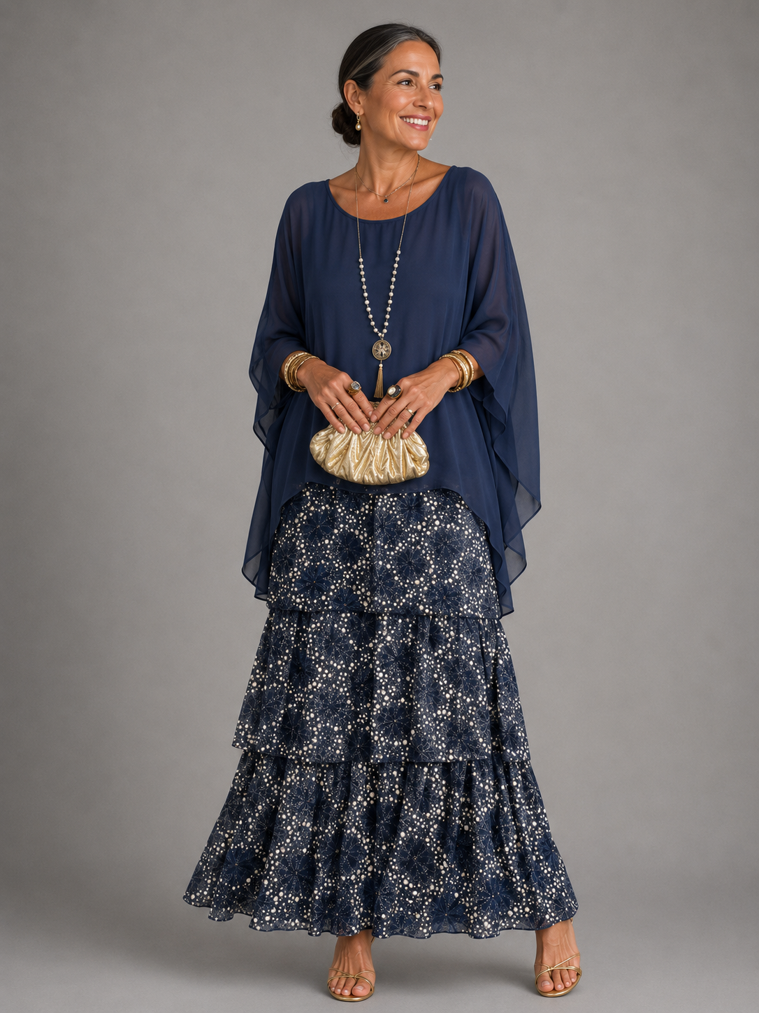 Lara™ | Elegant Flowing Maxi Dress – Dark Blue | The Bellemont Sisters Australia