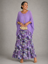 Lara™ | Elegant Flowing Maxi Dress – Purple with flowers | The Bellemont Sisters Australia