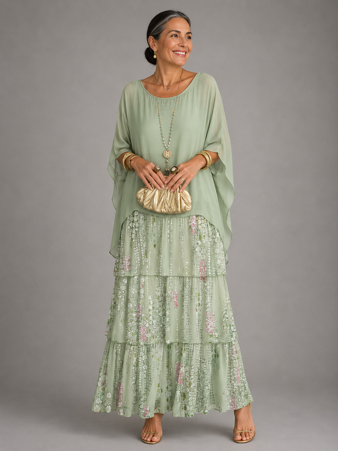 Lara™ | Elegant Flowing Maxi Dress – Whitish Green | The Bellemont Sisters Australia